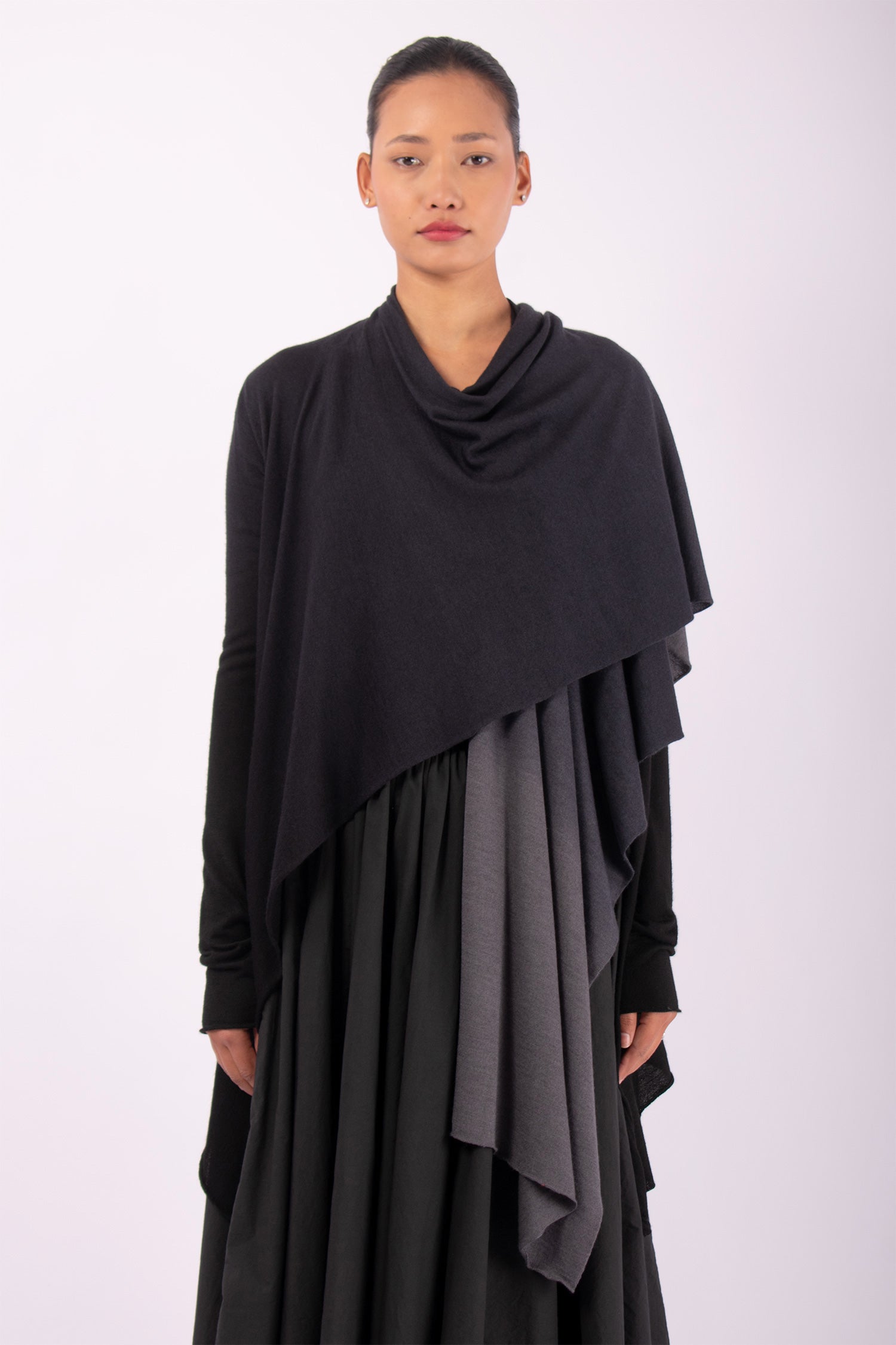 #1407 Shawl Cardigan in Superfine Merino- Taupe Ombre — Lars Andersson hand-loomed knitwear