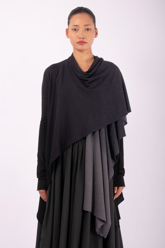 #1407 Shawl Cardigan in Superfine Merino- Taupe Ombre — Lars Andersson hand-loomed knitwear