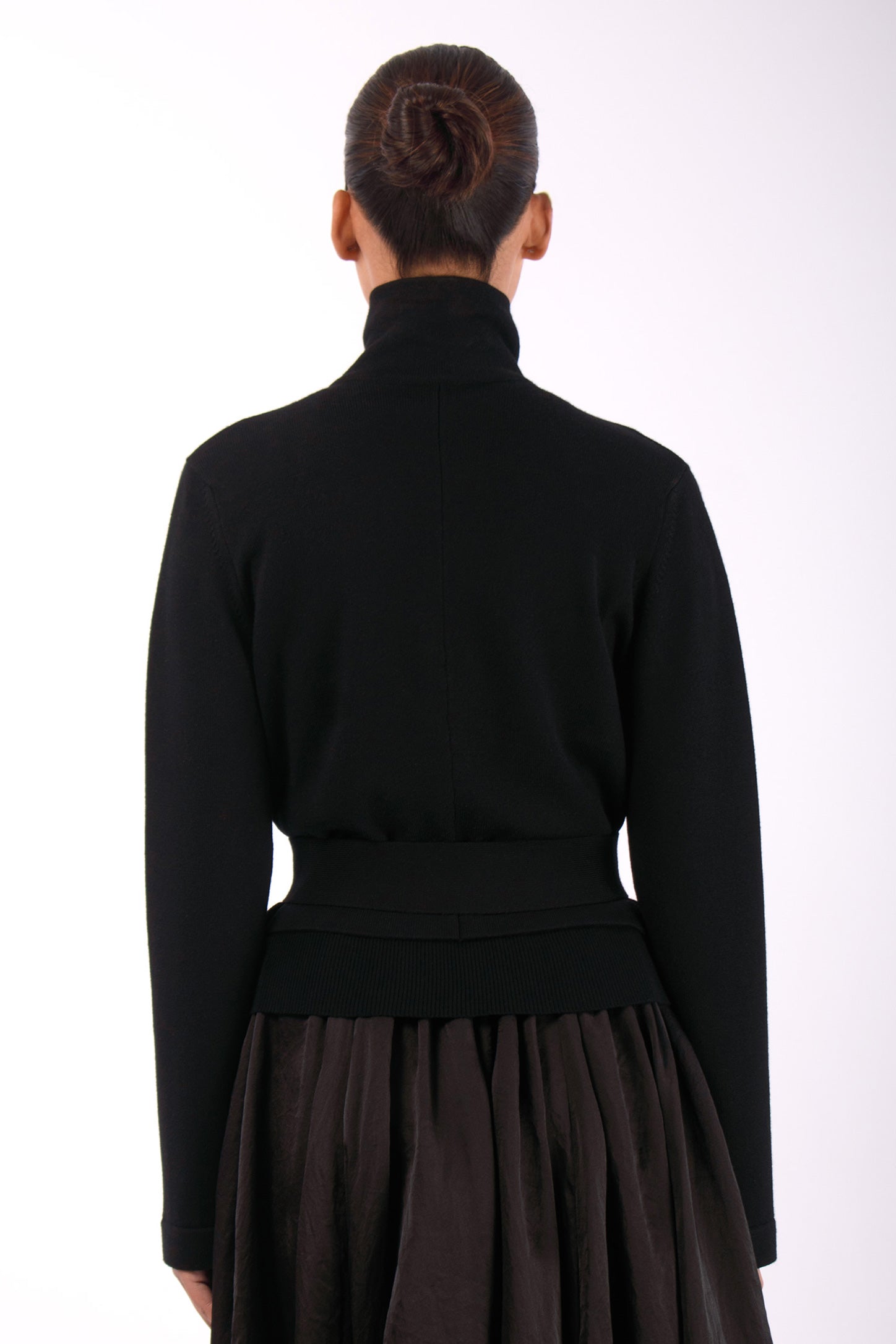 #1408 Draped Neck Jacket in Superfine Merino and Organic Cotton- Black — Lars Andersson, view 3