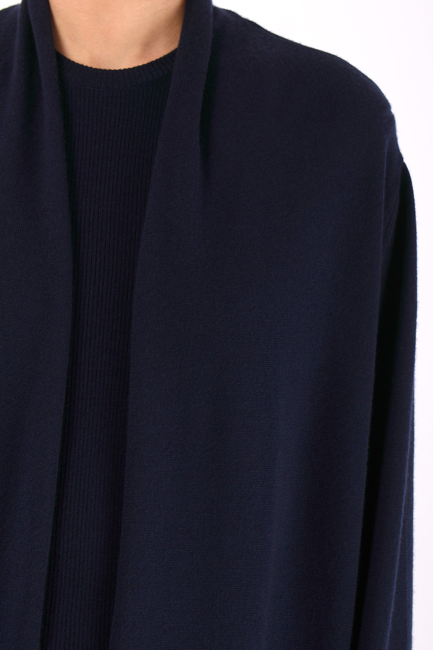 #1409 Shawl Collar Cardigan in Superfine Merino and Cashmere- Dark Blue — Lars Andersson, view 4