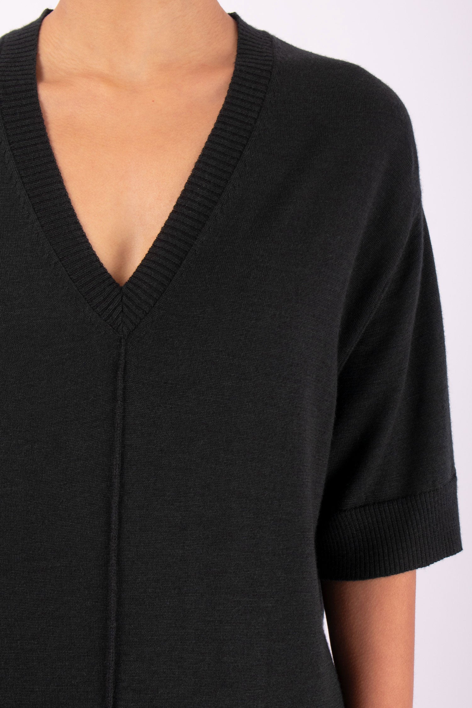 #1417 V-Neck Tunic in Superfine Merino and Cashmere- Black Forest — Lars Andersson, view 4