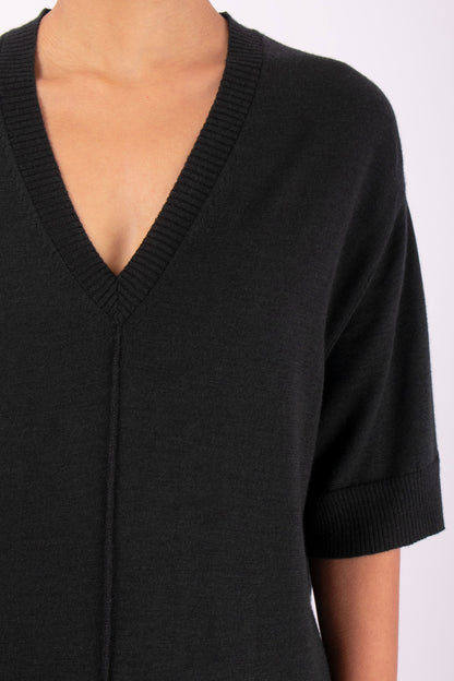 #1417 V-Neck Tunic in Superfine Merino and Cashmere- Black Forest — Lars Andersson, view 4