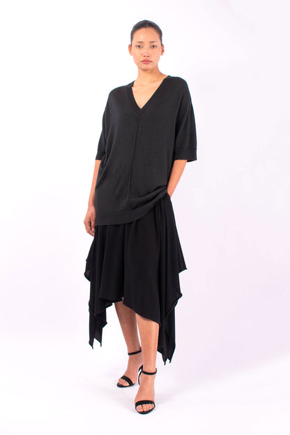 #1417 V-Neck Tunic in Superfine Merino and Cashmere- Black Forest — Lars Andersson, view 5