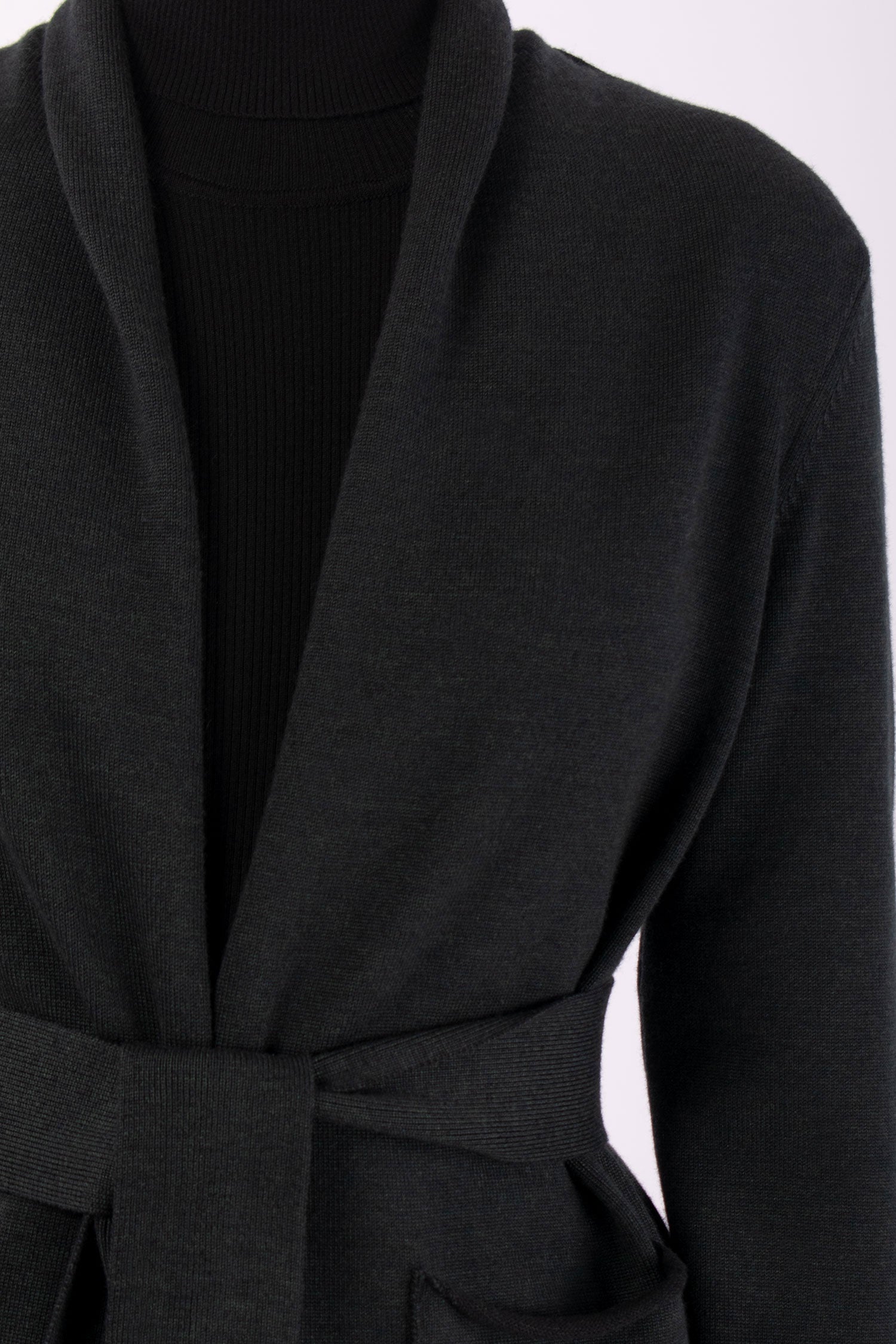 #1419 Shawl Collar Cardigan in Superfine Merino and Organic Cotton- Black Forest — Lars Andersson, view 4