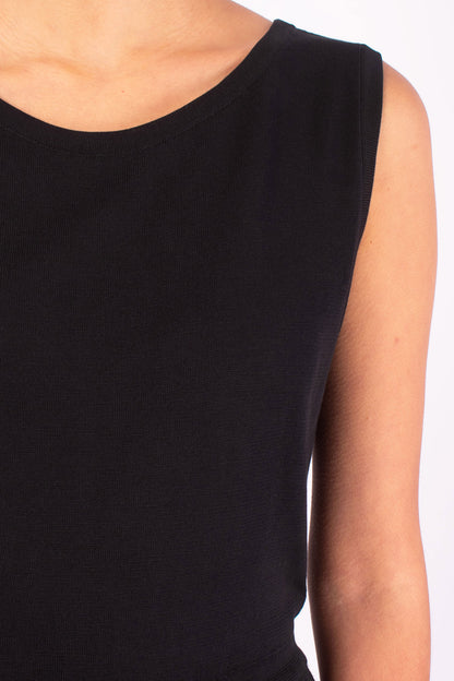 #1421 Sleeveless Boatneck Dress in Silk and Organic Cotton- Black — Lars Andersson, view 4