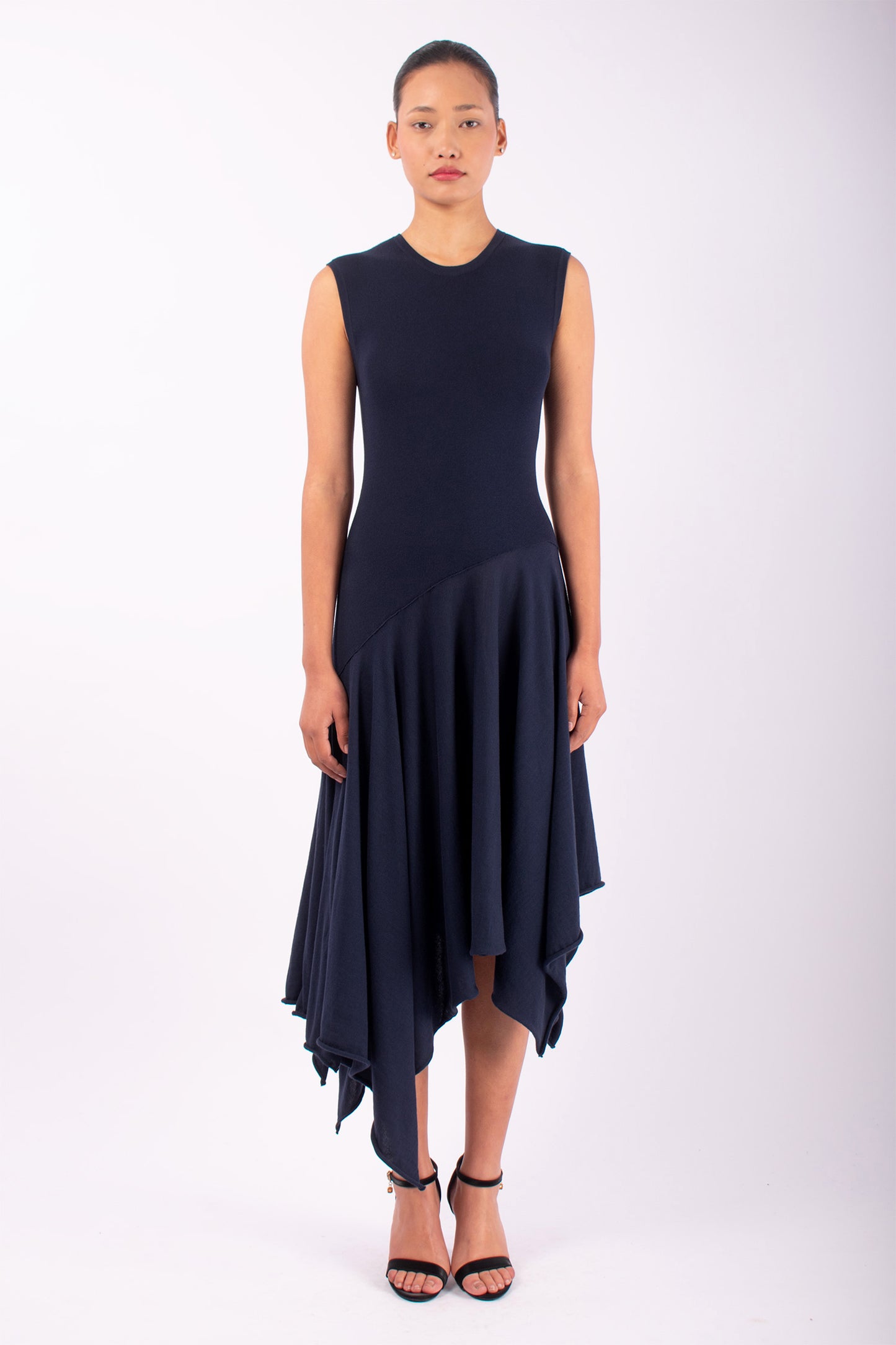 #1425 Muscle Tank Dress in Organic Cotton- Dark Marritimo — Lars Andersson hand-loomed knitwear