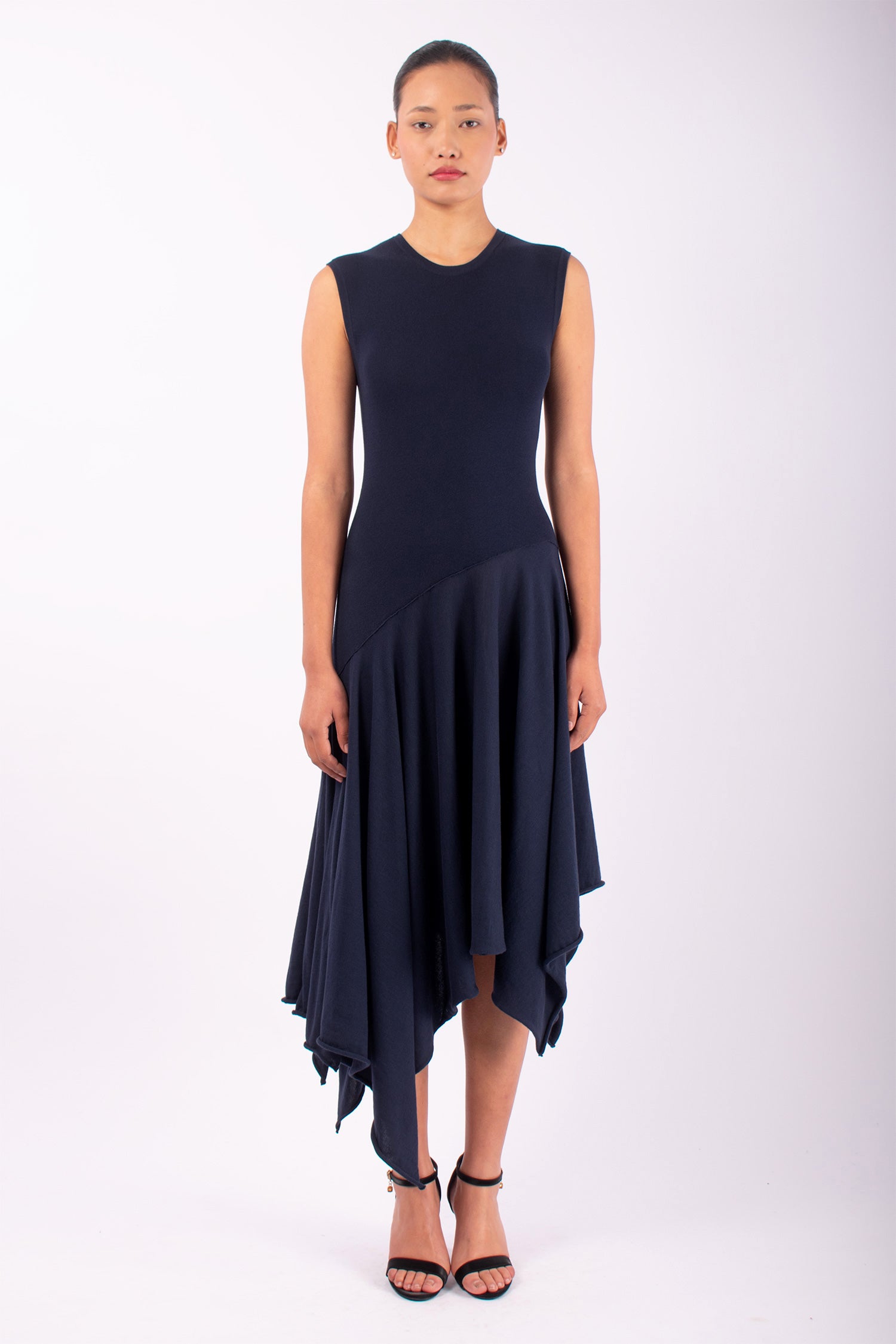 #1425 Muscle Tank Dress in Organic Cotton- Dark Marritimo — Lars Andersson hand-loomed knitwear