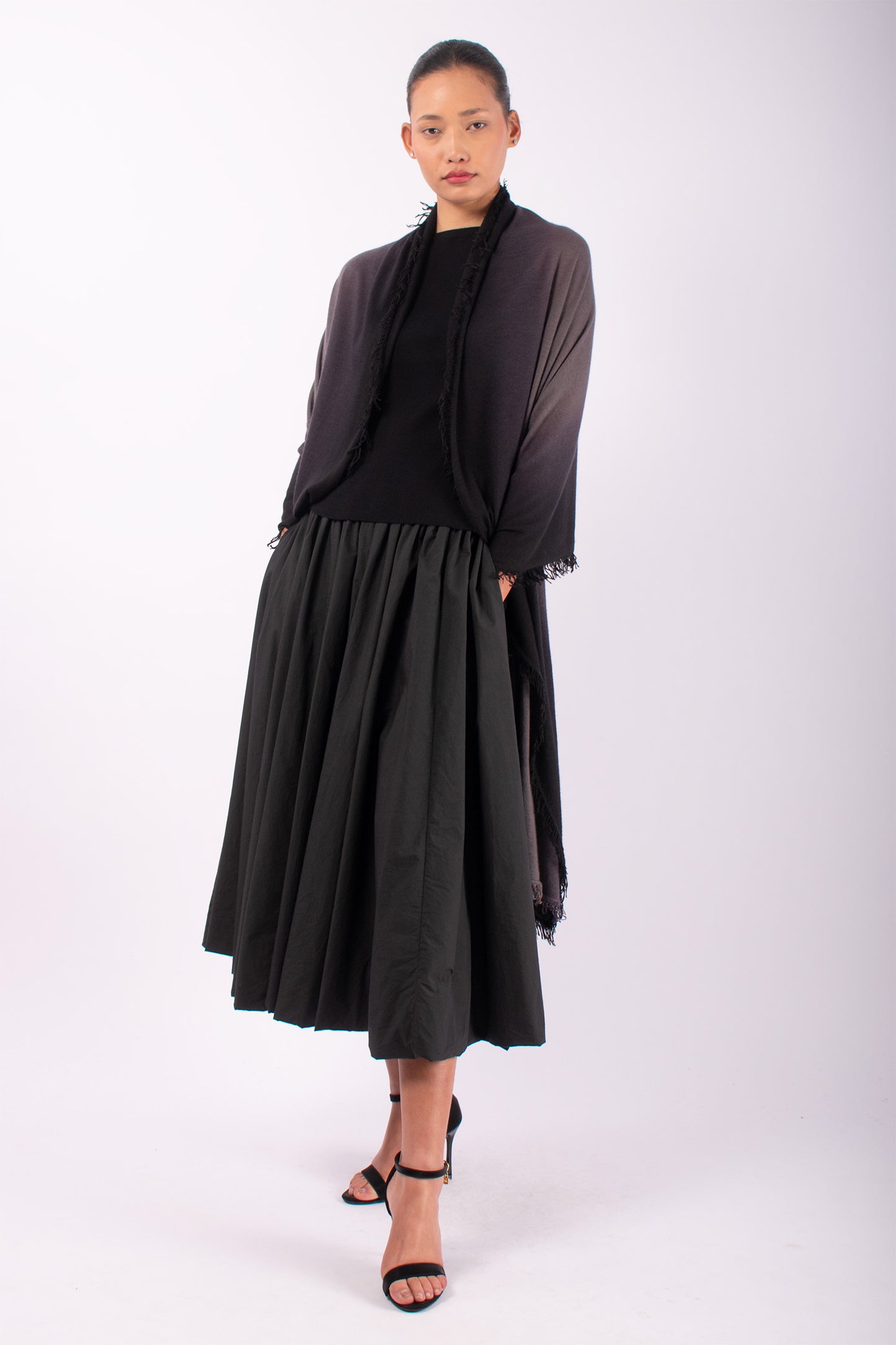 #1426 Shawl in Cashmere- Taupe Ombre — Lars Andersson hand-loomed knitwear