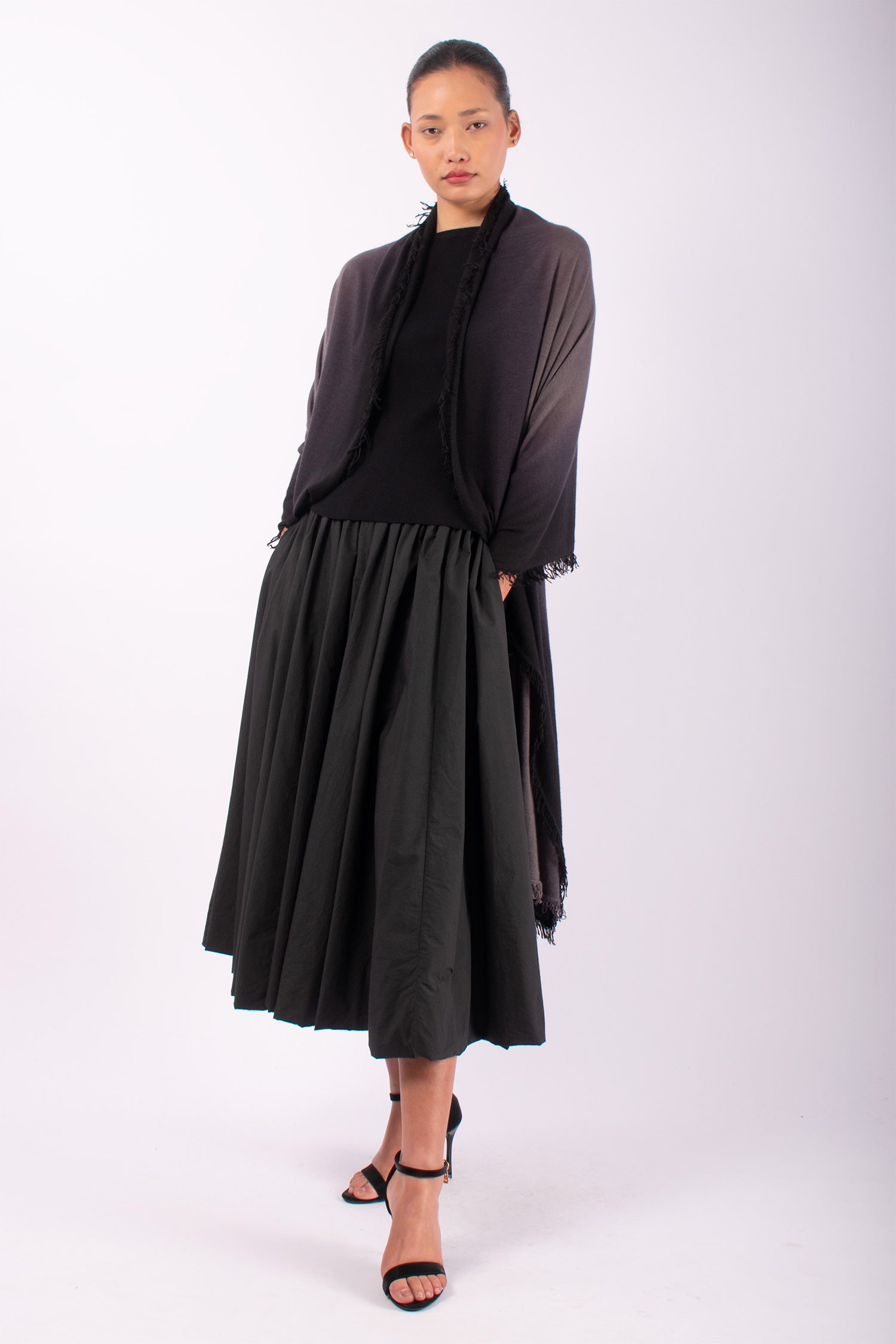 #1426 Shawl in Cashmere- Taupe Ombre — Lars Andersson hand-loomed knitwear