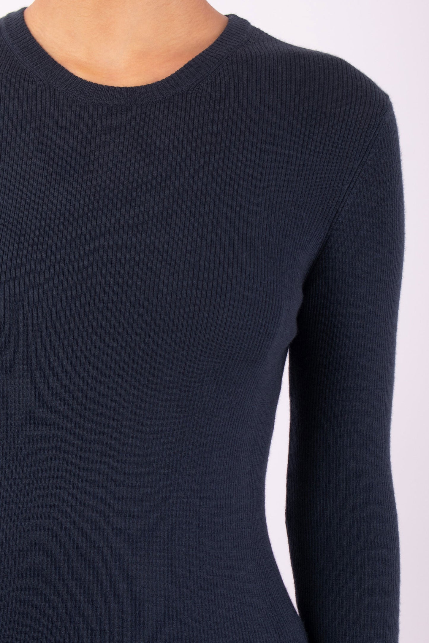 #1430 Long Sleeve Crewneck in Superfine merino- Dark Space — Lars Andersson, view 4