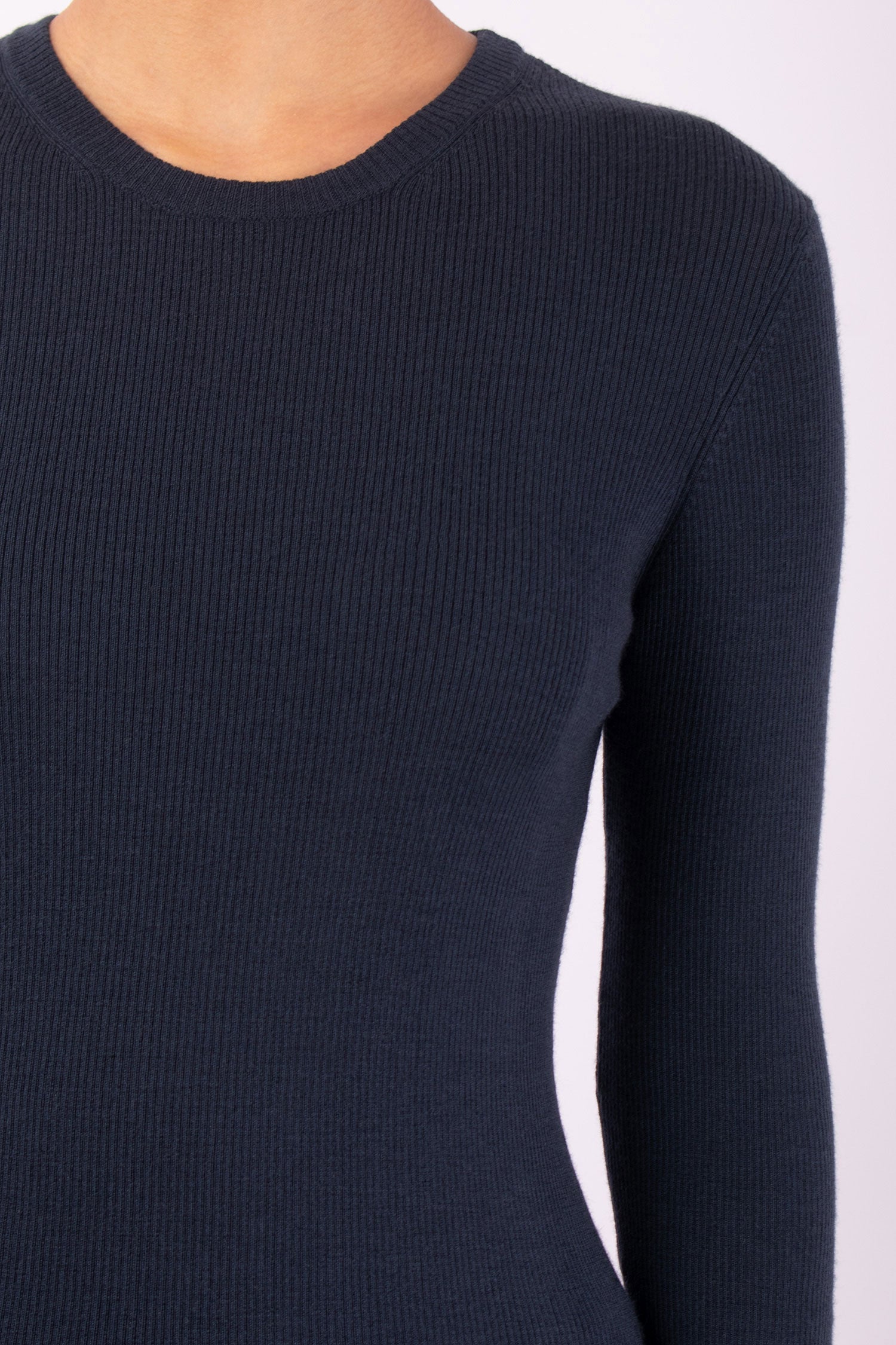 #1430 Long Sleeve Crewneck in Superfine merino- Dark Space — Lars Andersson, view 4