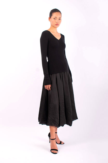 #1434 Long Sleeve Deep V-Neck in Superfine Merino- Black — Lars Andersson, view 5