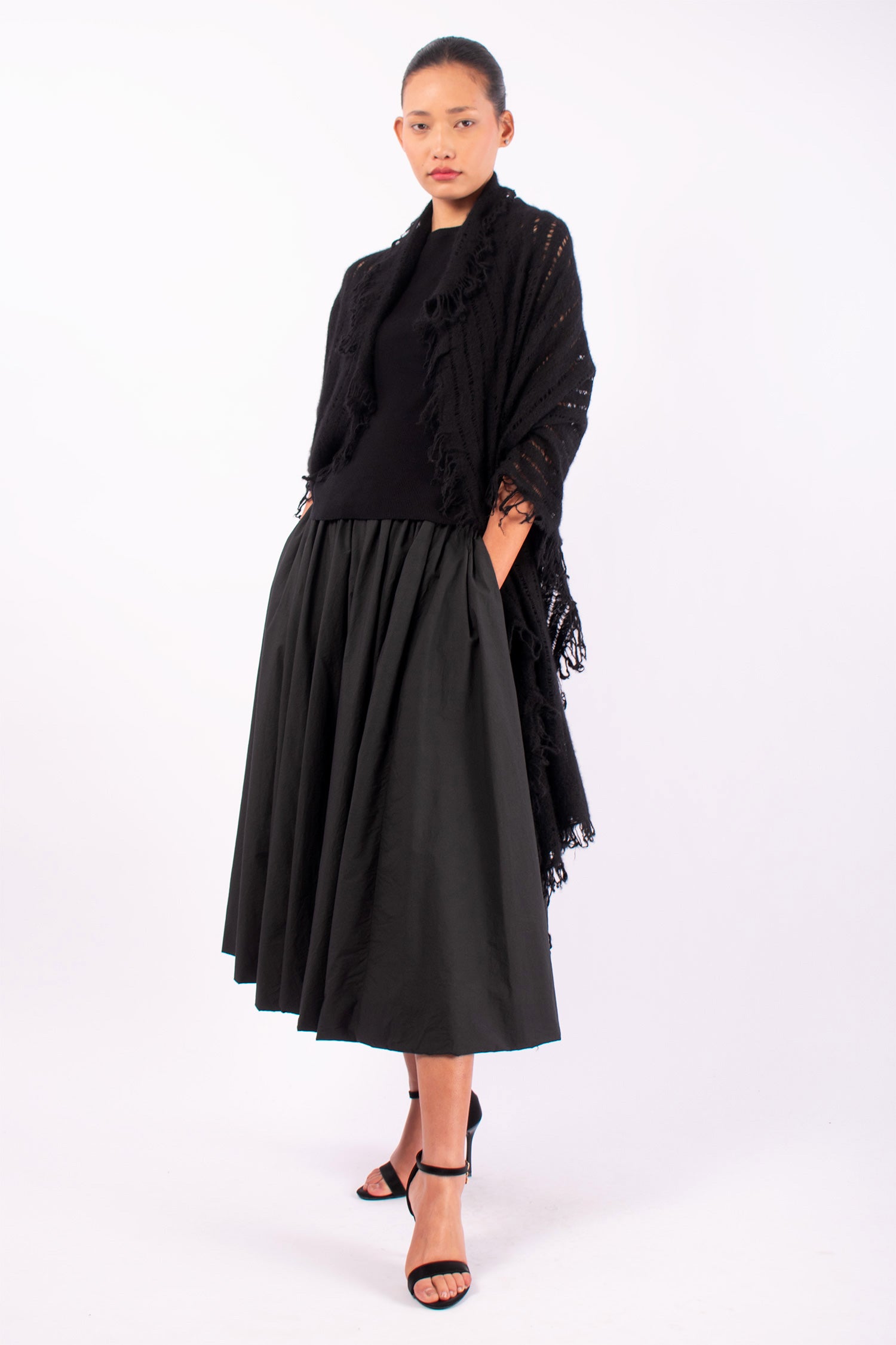 #1437 Felted Shawl in Cashmere- Black — Lars Andersson hand-loomed knitwear