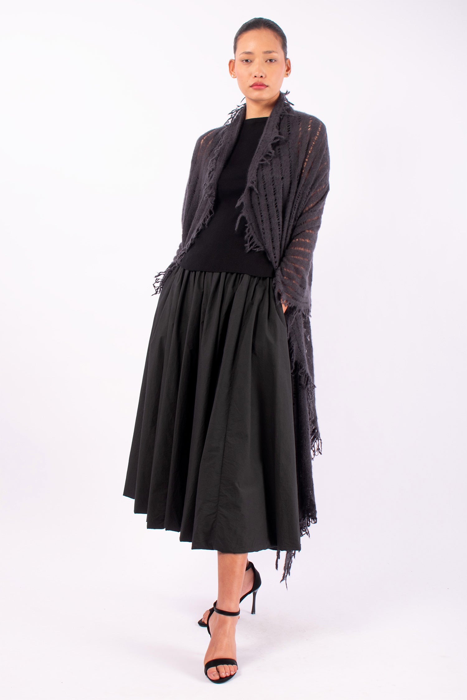 #1437 Felted Shawl in Cashmere- Charcoal — Lars Andersson hand-loomed knitwear