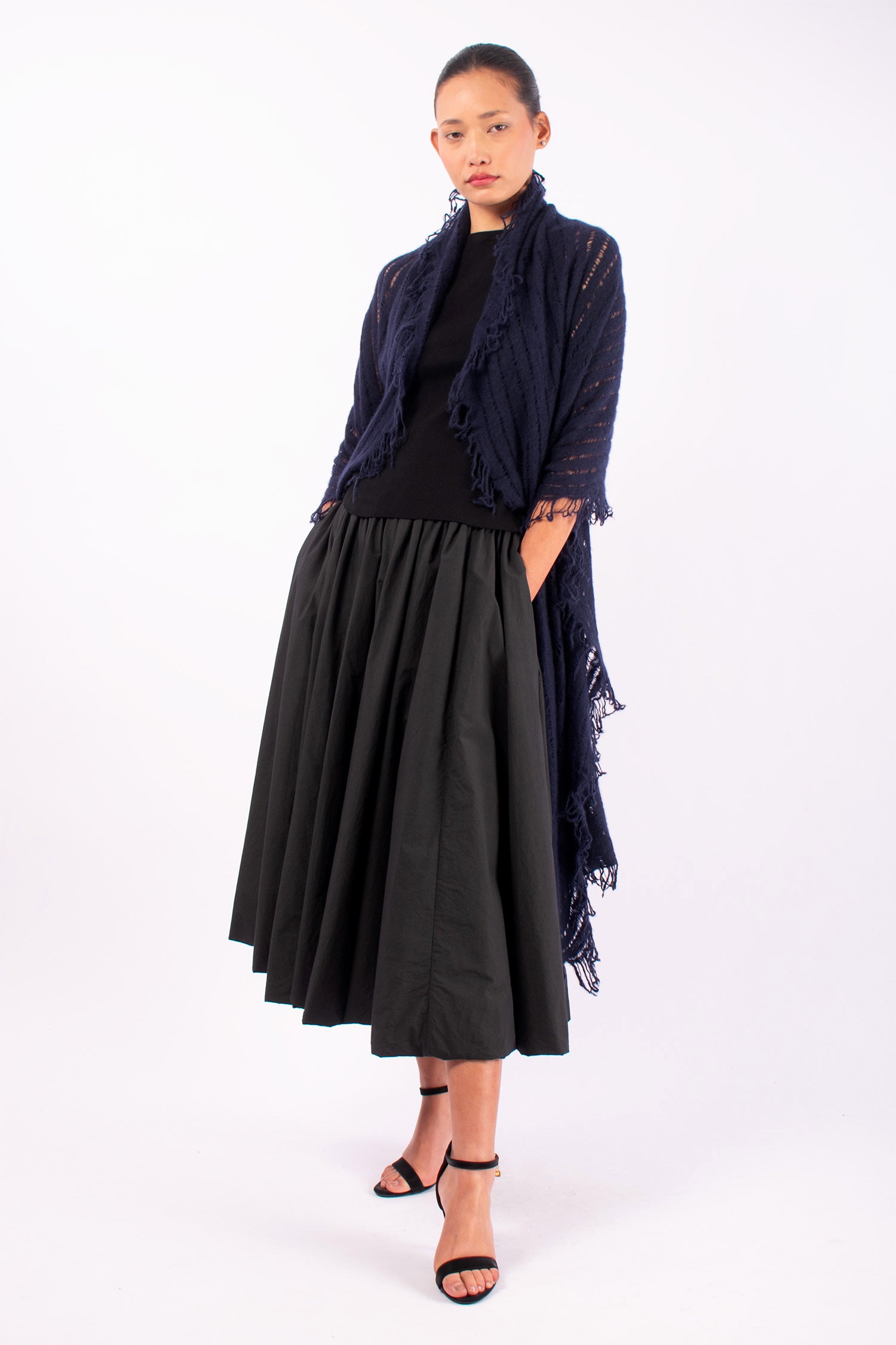 #1437 Felted Shawl in Cashmere- Dark Blue — Lars Andersson hand-loomed knitwear