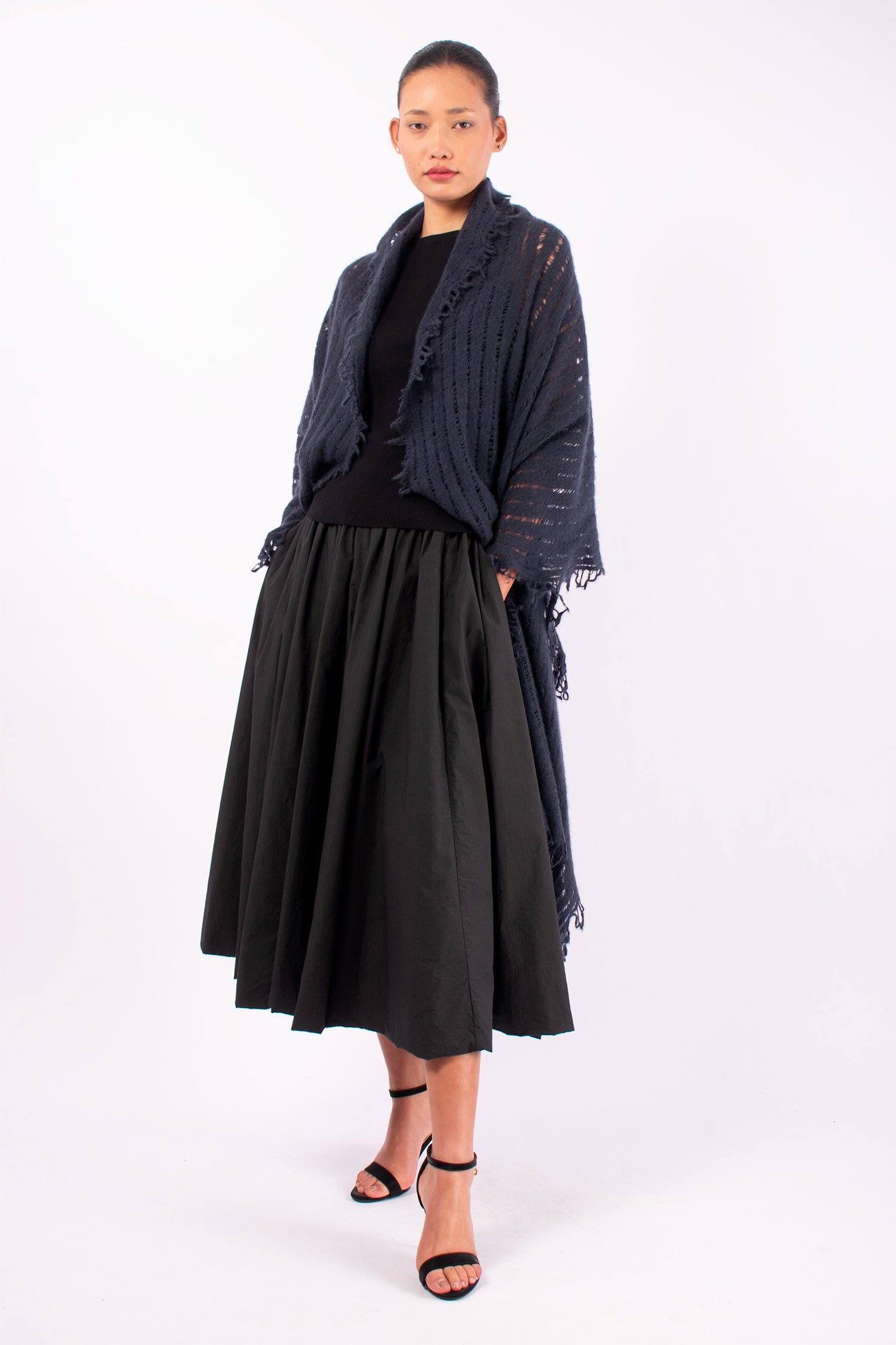 #1437 Felted Shawl in Cashmere- Japanese Blue — Lars Andersson hand-loomed knitwear