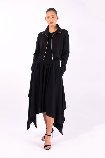 #1438 Handkerchief Skirt in Organic Cotton- Black — Lars Andersson, view 2