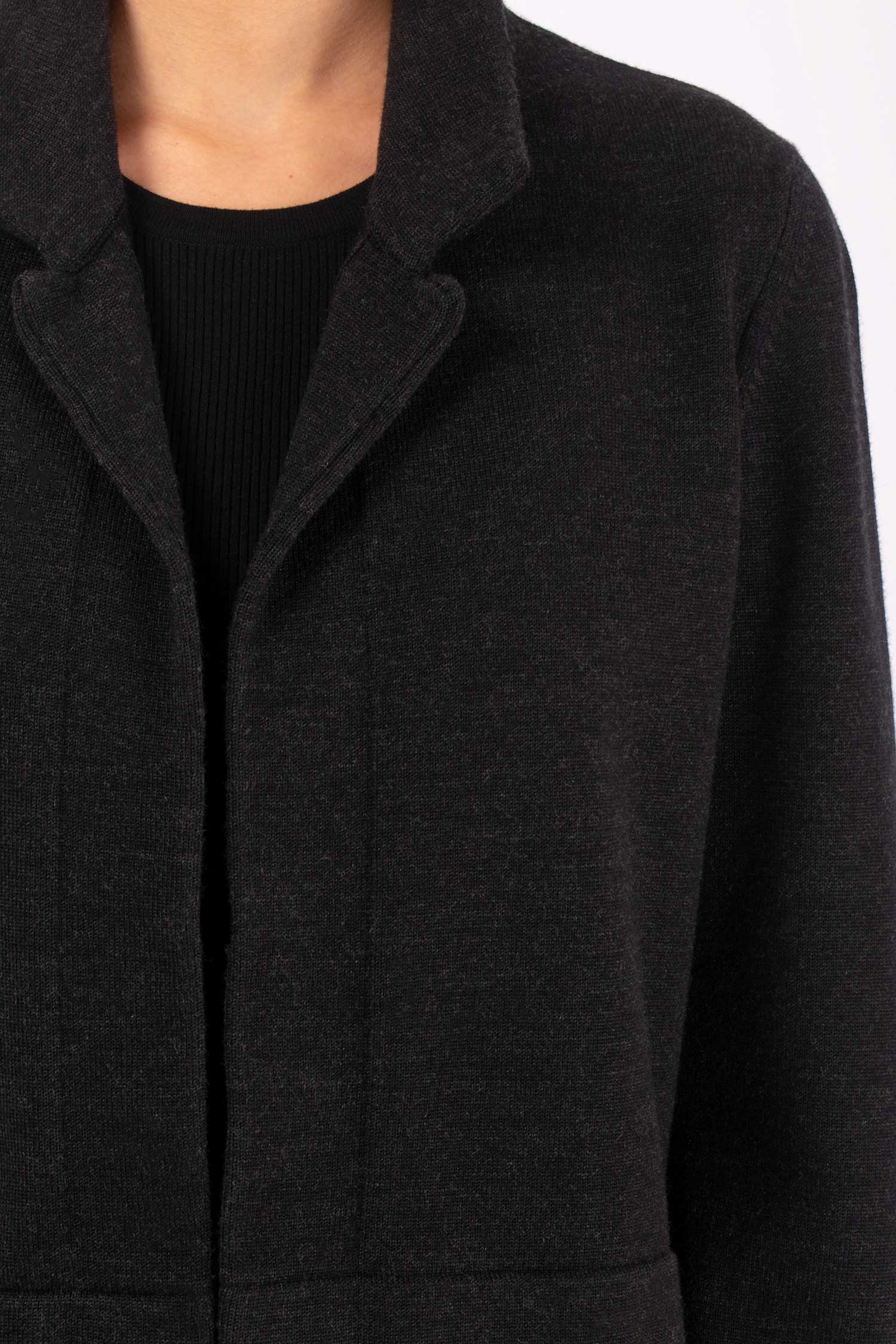 #1439 Cropped Jacket in Superfine Merino and Organic Cotton- Charcoal — Lars Andersson, view 4