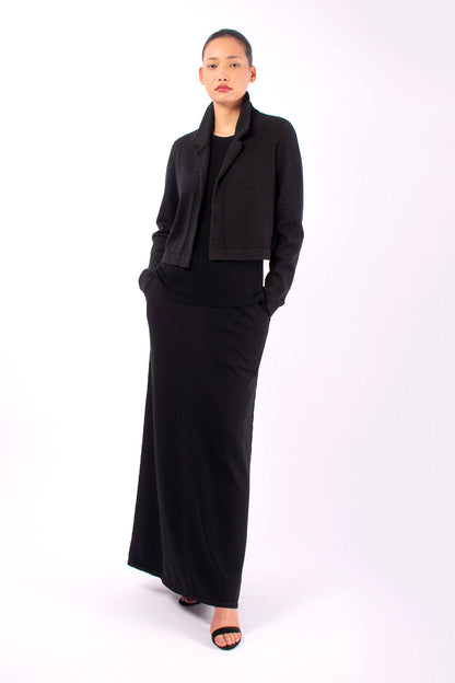 #1439 Cropped Jacket in Superfine Merino and Organic Cotton- Charcoal — Lars Andersson, view 5