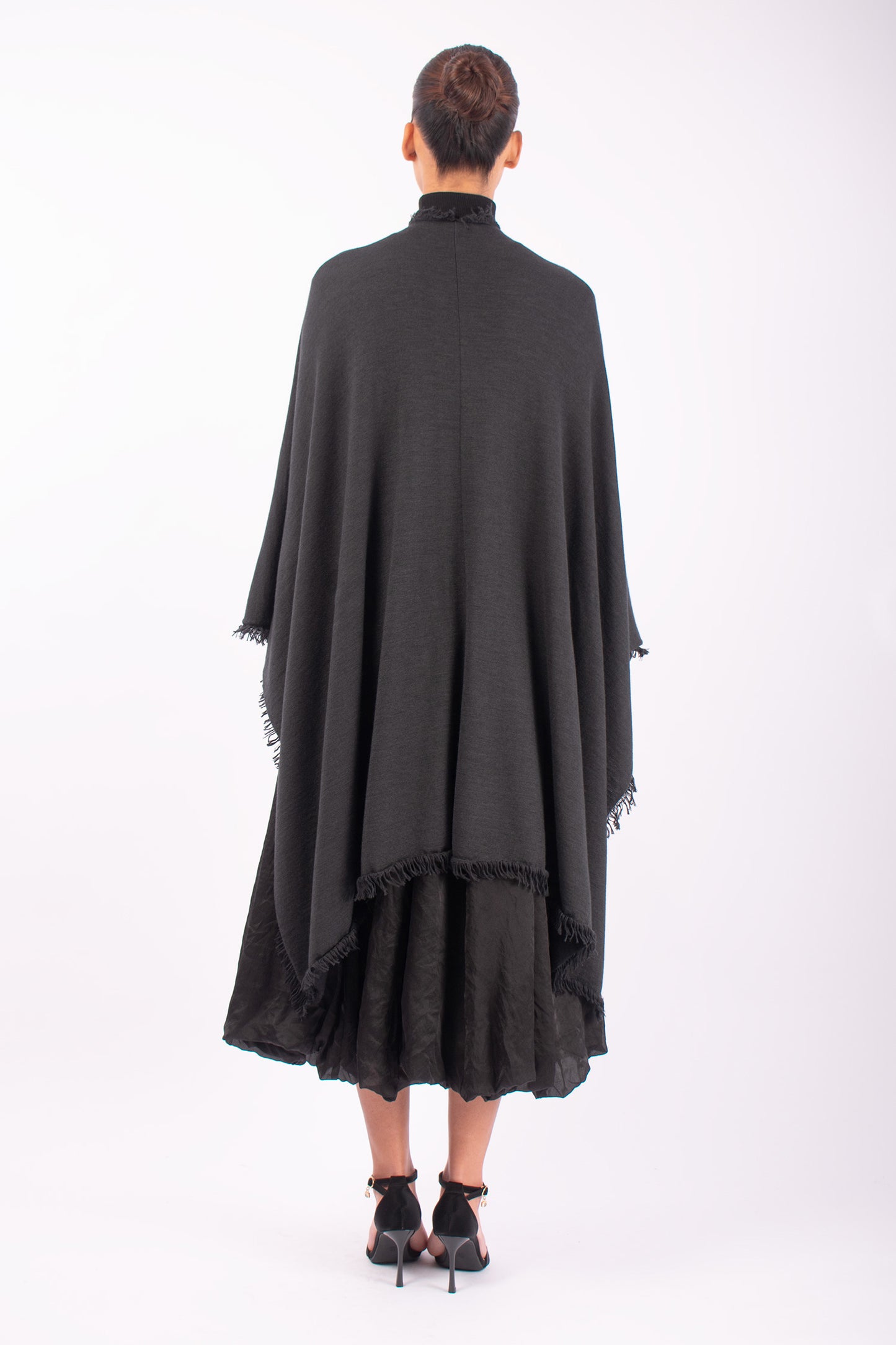 #1441 Poncho in Superfine Merino and Cashmere- Dark Brown Green — Lars Andersson, view 3