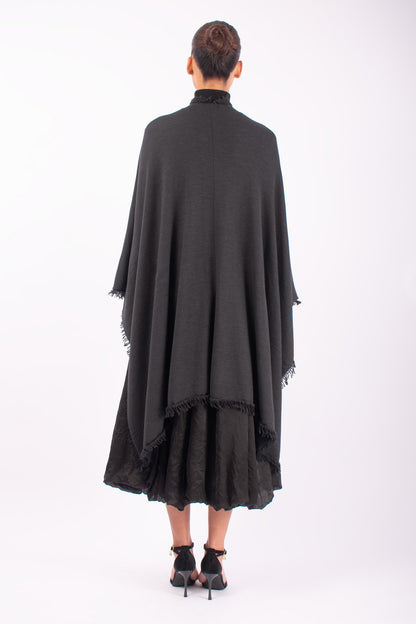 #1441 Poncho in Superfine Merino and Cashmere- Dark Brown Green — Lars Andersson, view 3