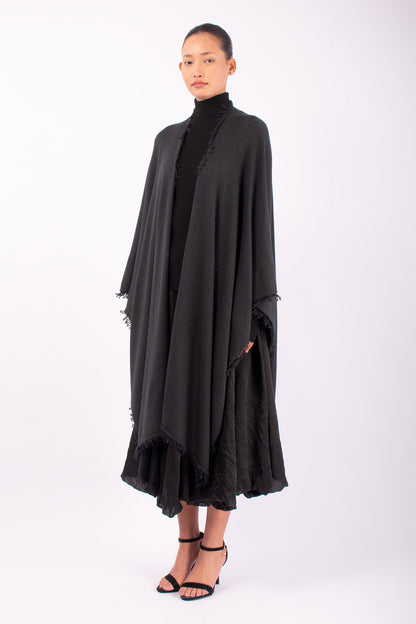 #1441 Poncho in Superfine Merino and Cashmere- Dark Brown Green — Lars Andersson, view 2