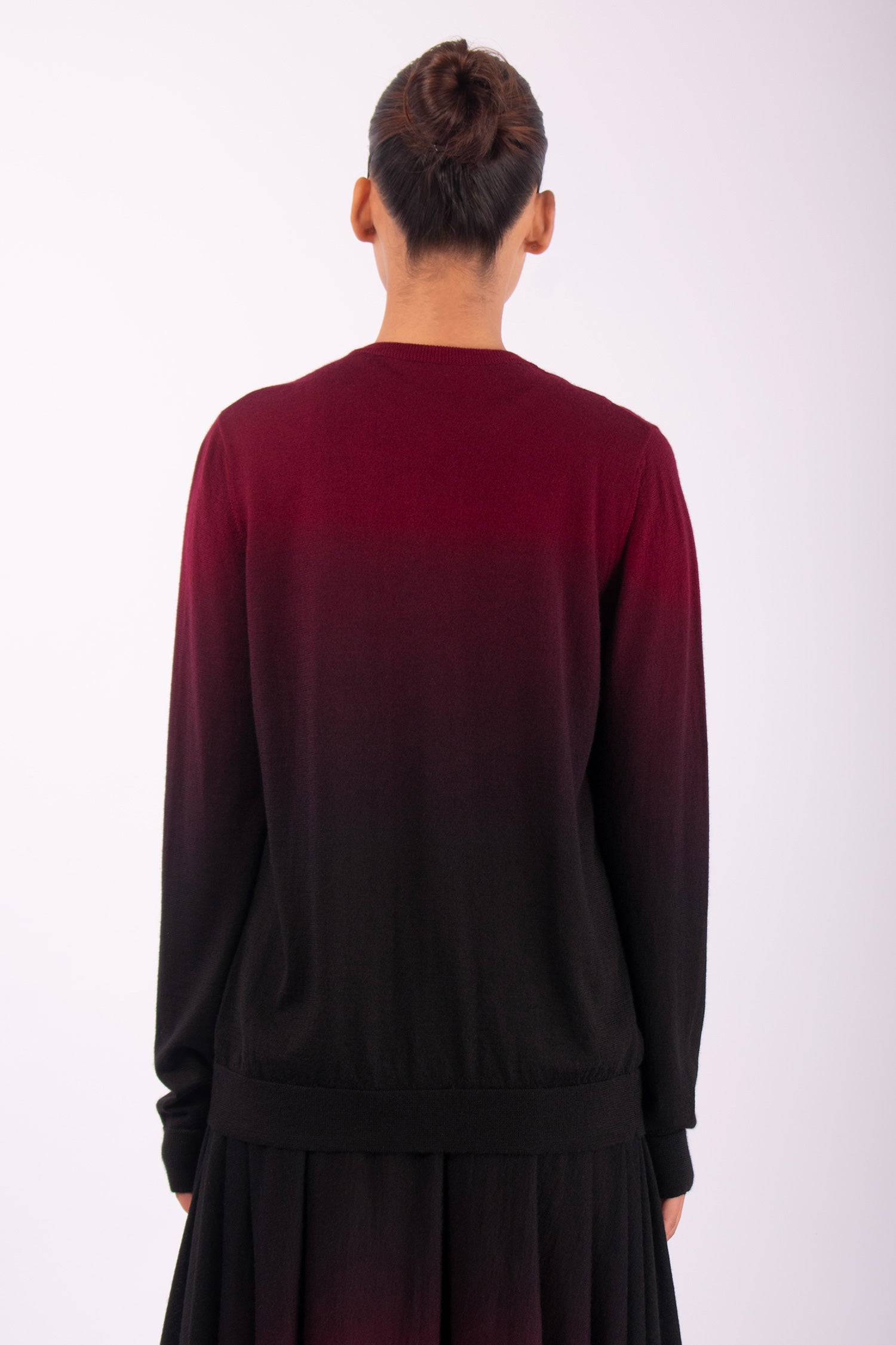 #1443 Cardigan in Superfine Merino- Maroon Ombre — Lars Andersson, view 2