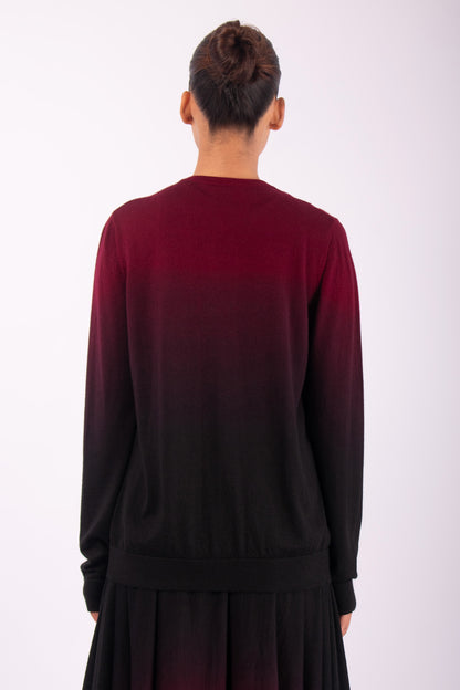 #1443 Cardigan in Superfine Merino- Maroon Ombre — Lars Andersson, view 2