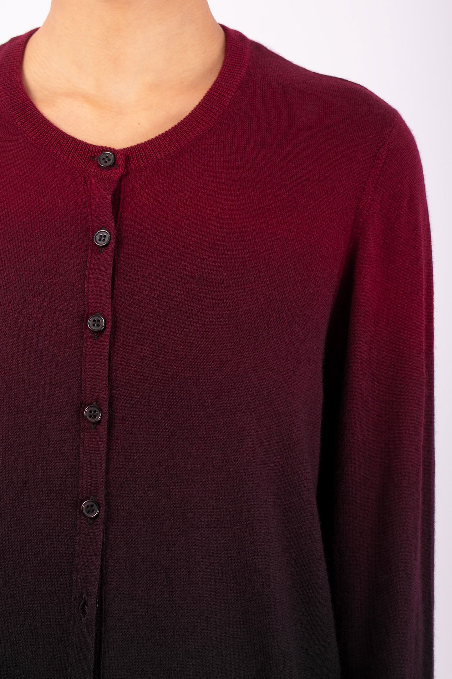 #1443 Cardigan in Superfine Merino- Maroon Ombre — Lars Andersson, view 4