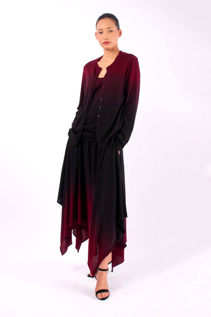 #1443 Cardigan in Superfine Merino- Maroon Ombre — Lars Andersson, view 5