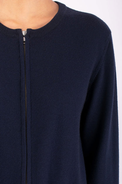 #1446 Cropped Zip Cardigan in Superfine merino and Cashmere-Dark Blue — Lars Andersson, view 4