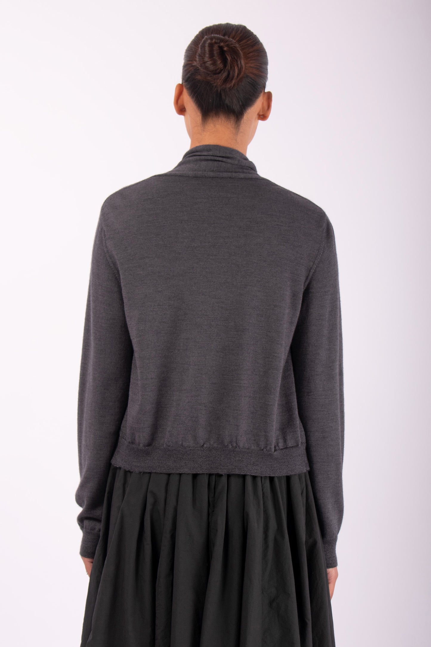 #1447 Shawl Collar Cardigan in Superfine Merino and Cashmere- Taupe — Lars Andersson, view 3