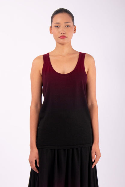 #1449 Tank Top in Superfine Merino- Maroon Ombre — Lars Andersson hand-loomed knitwear