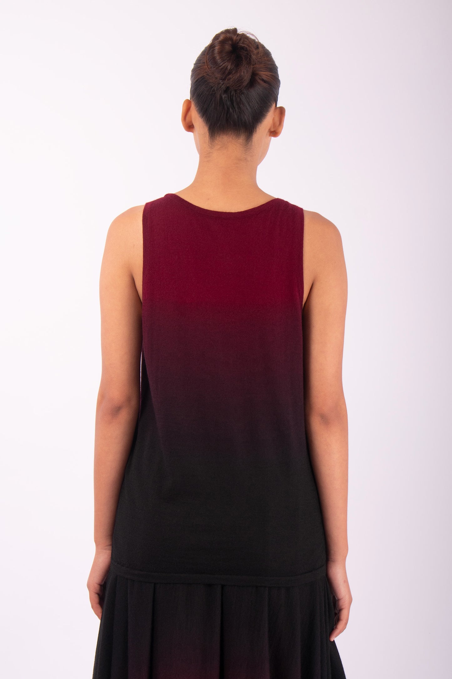 #1449 Tank Top in Superfine Merino- Maroon Ombre — Lars Andersson, view 3