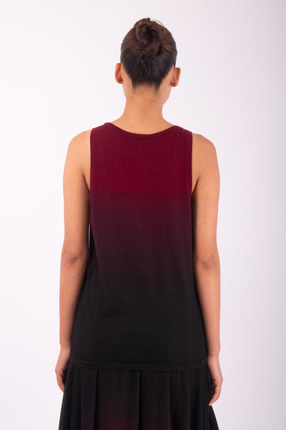 #1449 Tank Top in Superfine Merino- Maroon Ombre — Lars Andersson, view 3