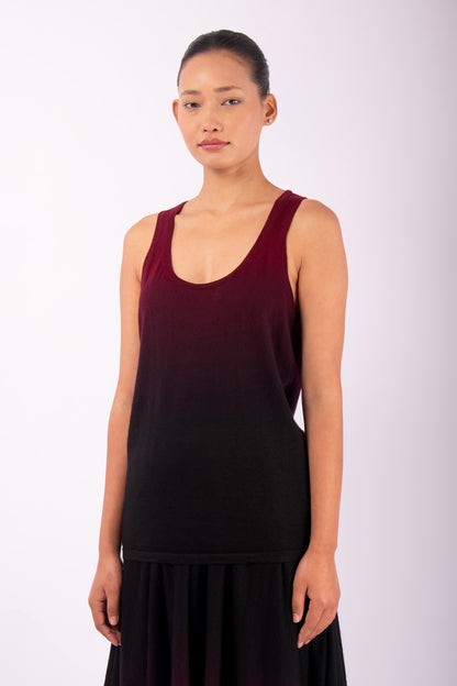 #1449 Tank Top in Superfine Merino- Maroon Ombre — Lars Andersson, view 2