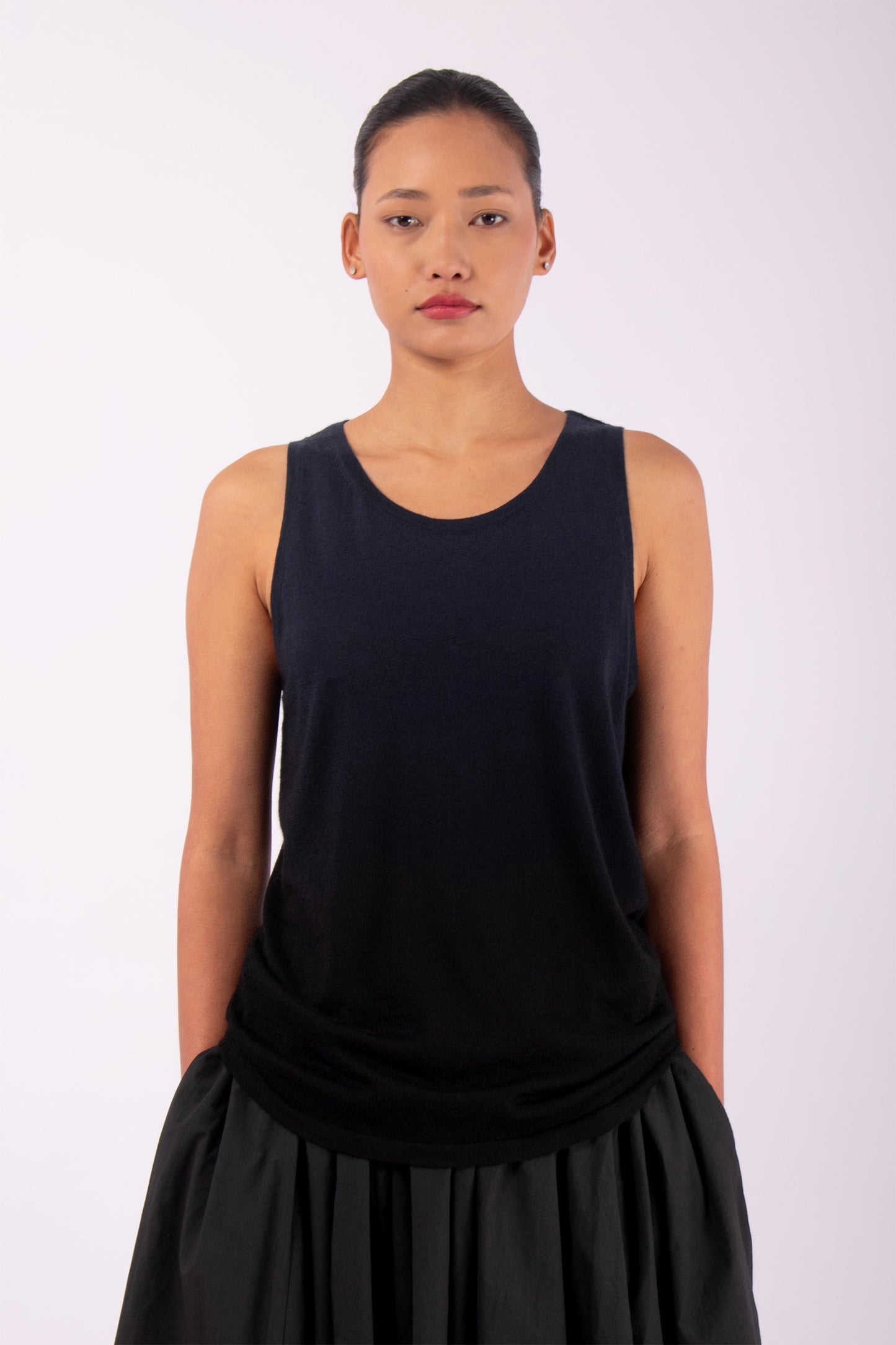 #1450 Boatneck Tank Top in Superfine Merino-Dark Space Ombre — Lars Andersson hand-loomed knitwear