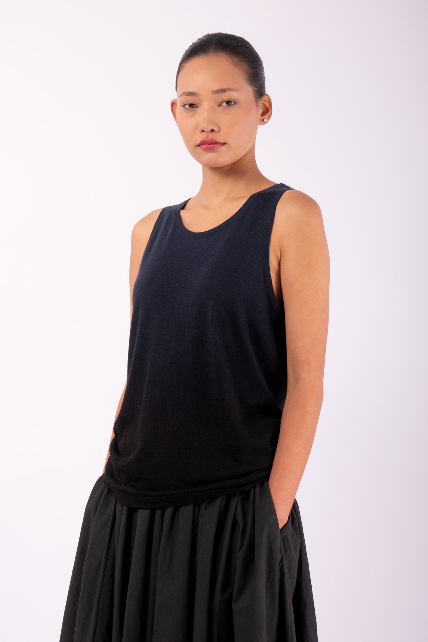 #1450 Boatneck Tank Top in Superfine Merino-Dark Space Ombre — Lars Andersson, view 2