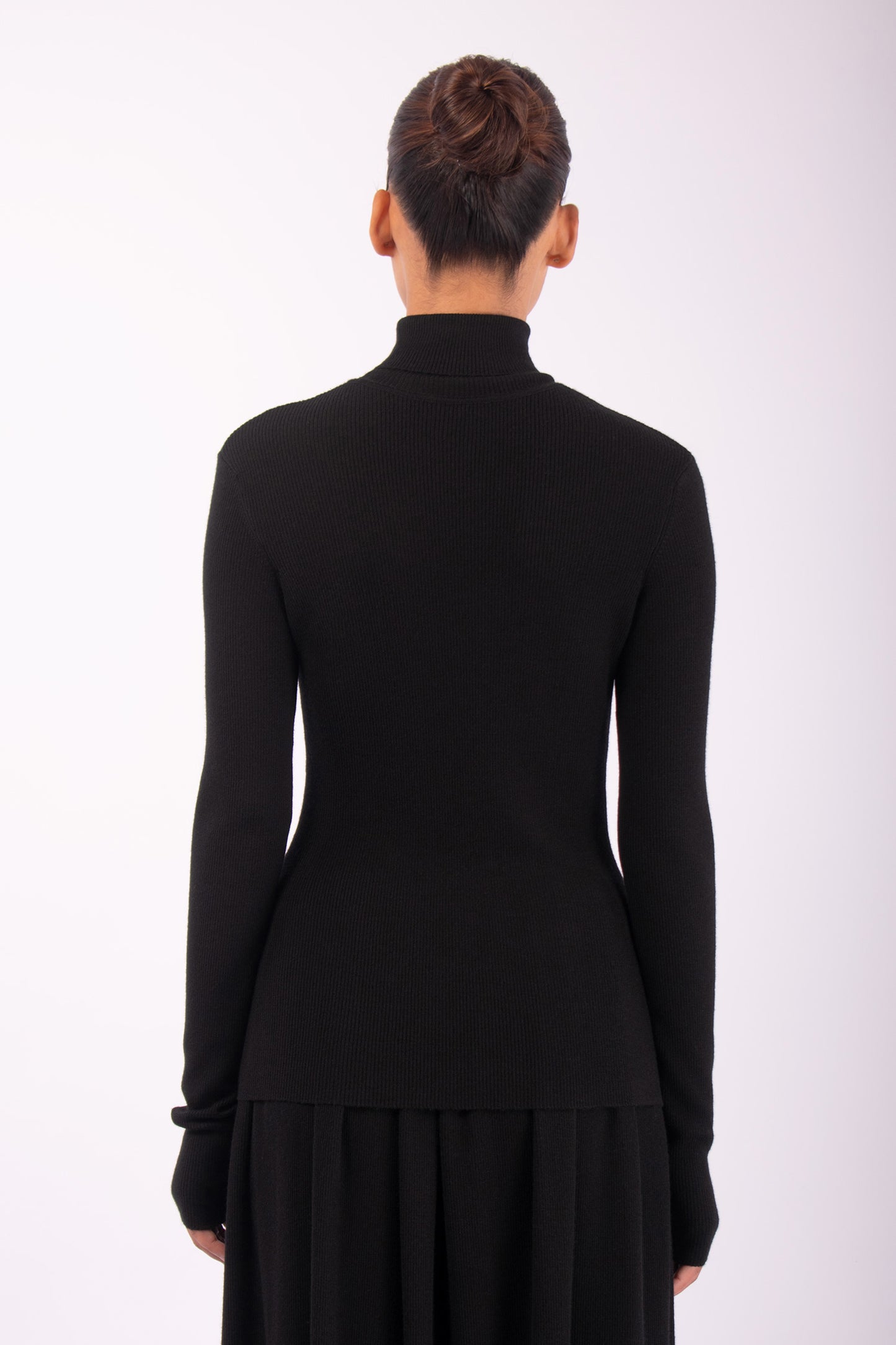 #1451 Long Sleeve Turtleneck in Superfine Merino- Black — Lars Andersson, view 3