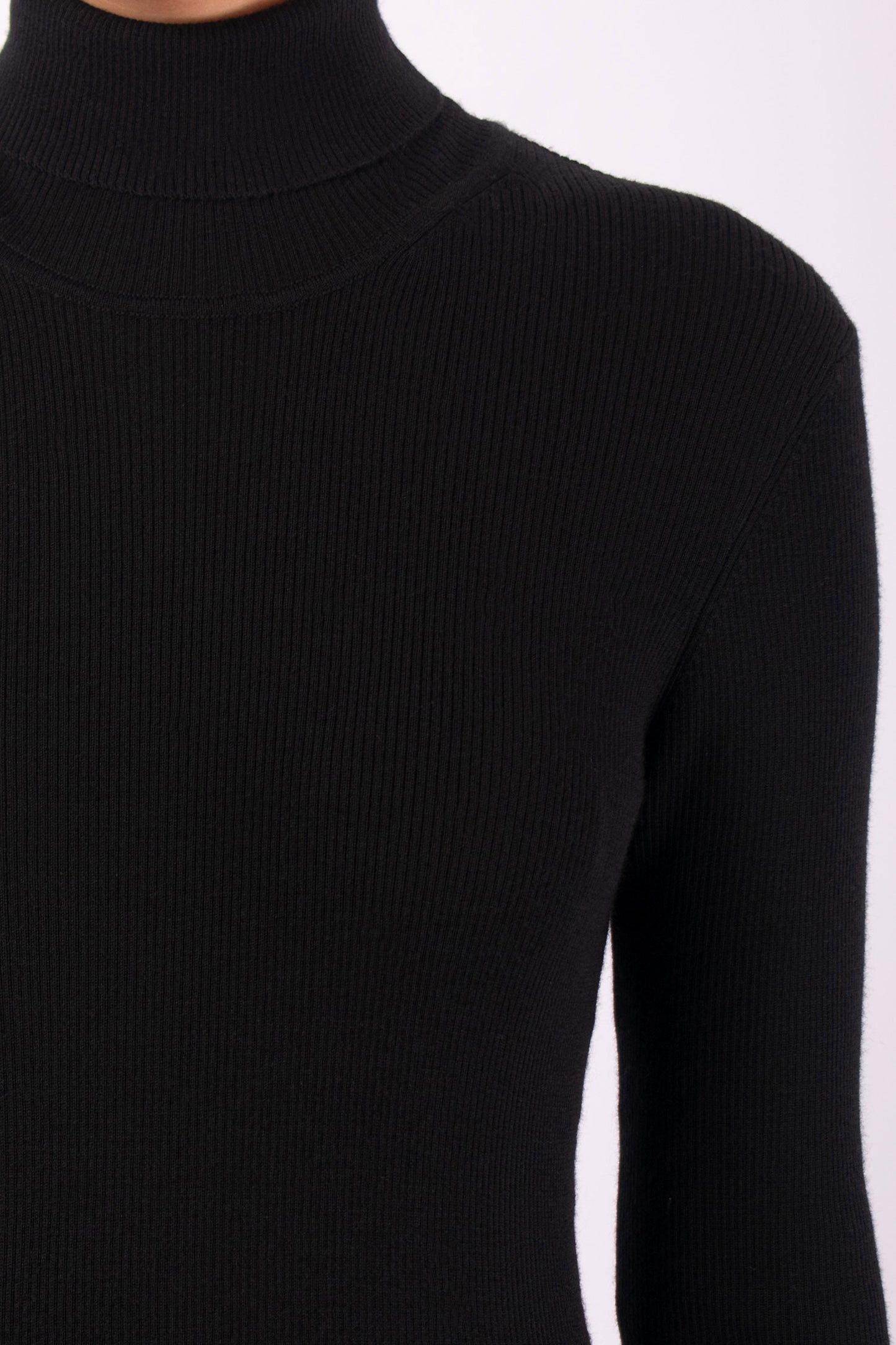 #1451 Long Sleeve Turtleneck in Superfine Merino- Black — Lars Andersson, view 4