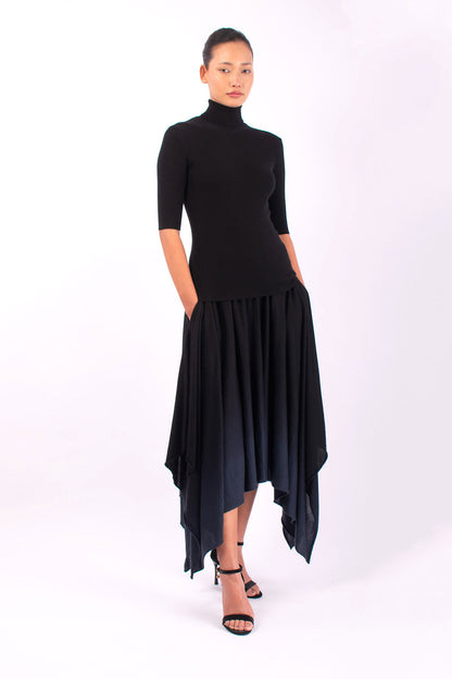 #1453 Short Sleeve Turtleneck in Superfine Merino- Black — Lars Andersson, view 5