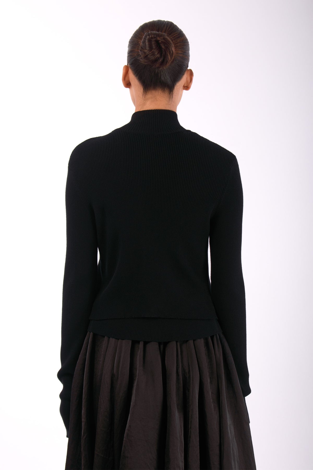 #1454 Zip Cardigan in Organic Cotton- Black — Lars Andersson, view 3