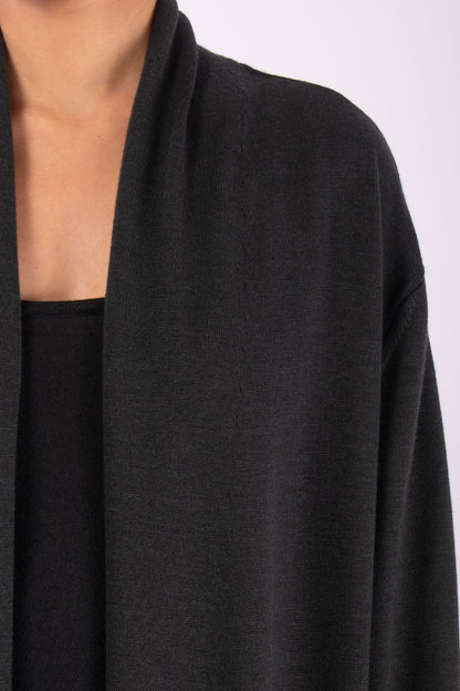 #1455 Shawl Collar Coat in Superfine Merino and Organic Cotton- Dark Brown Green — Lars Andersson, view 4