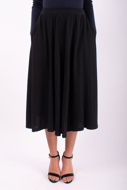 #1457 Skirt With Pockets in Organic Cotton- Black — Lars Andersson hand-loomed knitwear
