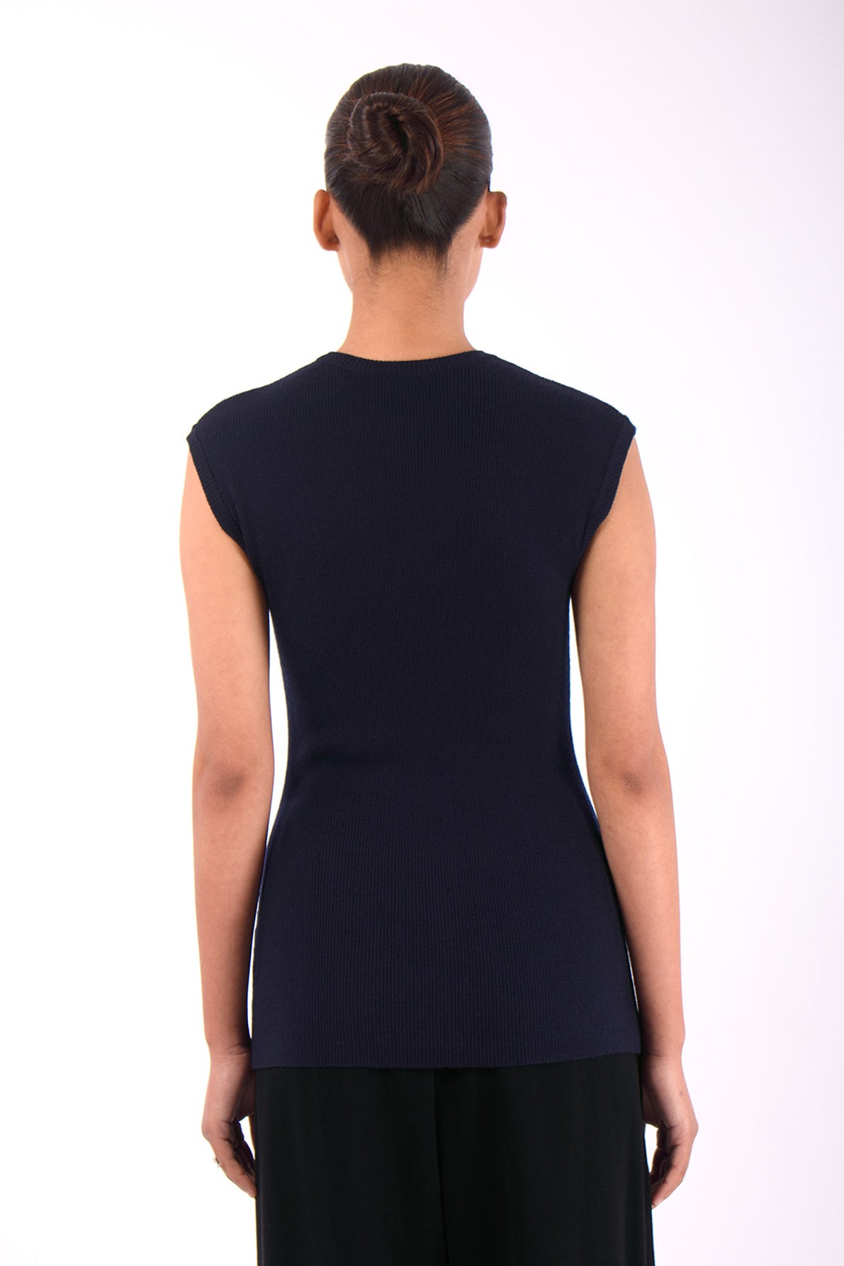 #1458 Muscle Tank in Superfine Merino- Dark Blue — Lars Andersson, view 3