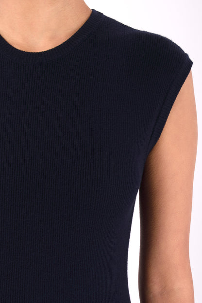 #1458 Muscle Tank in Superfine Merino- Dark Blue — Lars Andersson, view 4