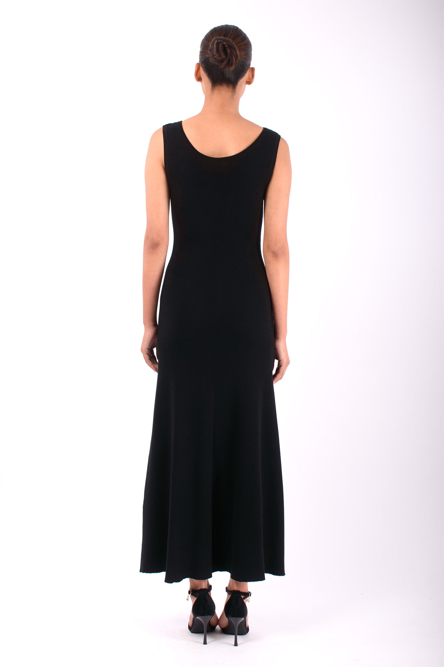 #1460 Sleeveless Boatneck Dress in Organic Cotton- Black — Lars Andersson, view 3
