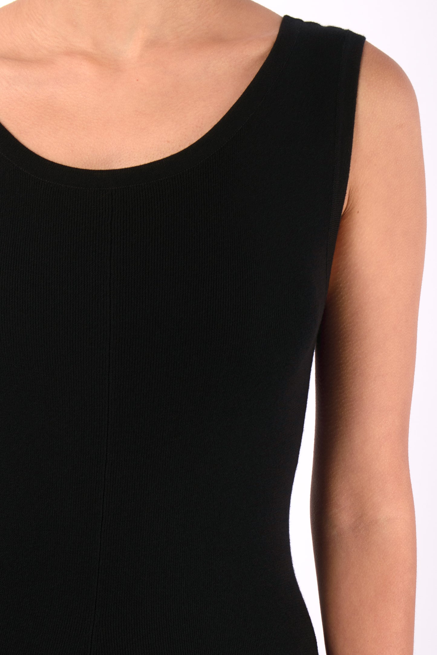 #1460 Sleeveless Boatneck Dress in Organic Cotton- Black — Lars Andersson, view 4