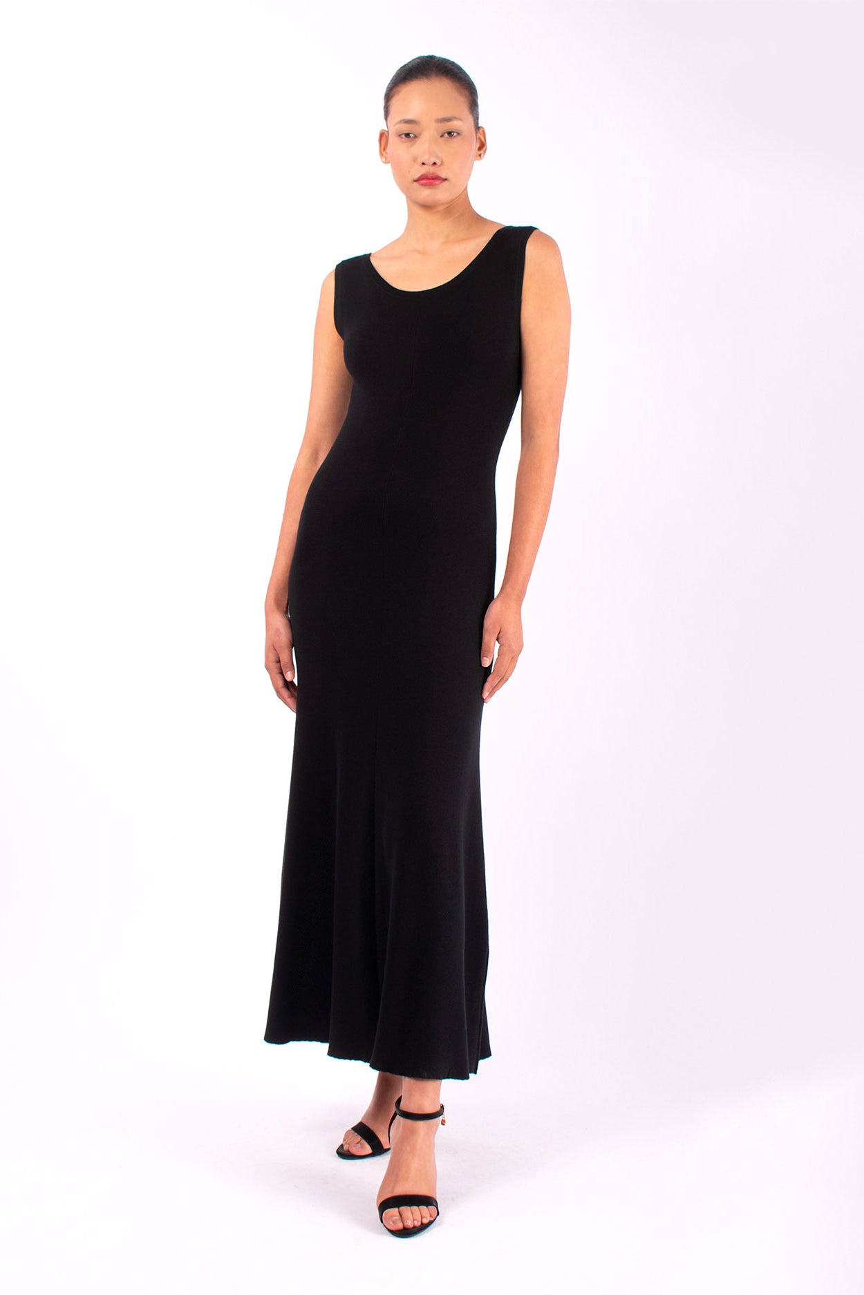 #1460 Sleeveless Boatneck Dress in Organic Cotton- Black — Lars Andersson, view 5