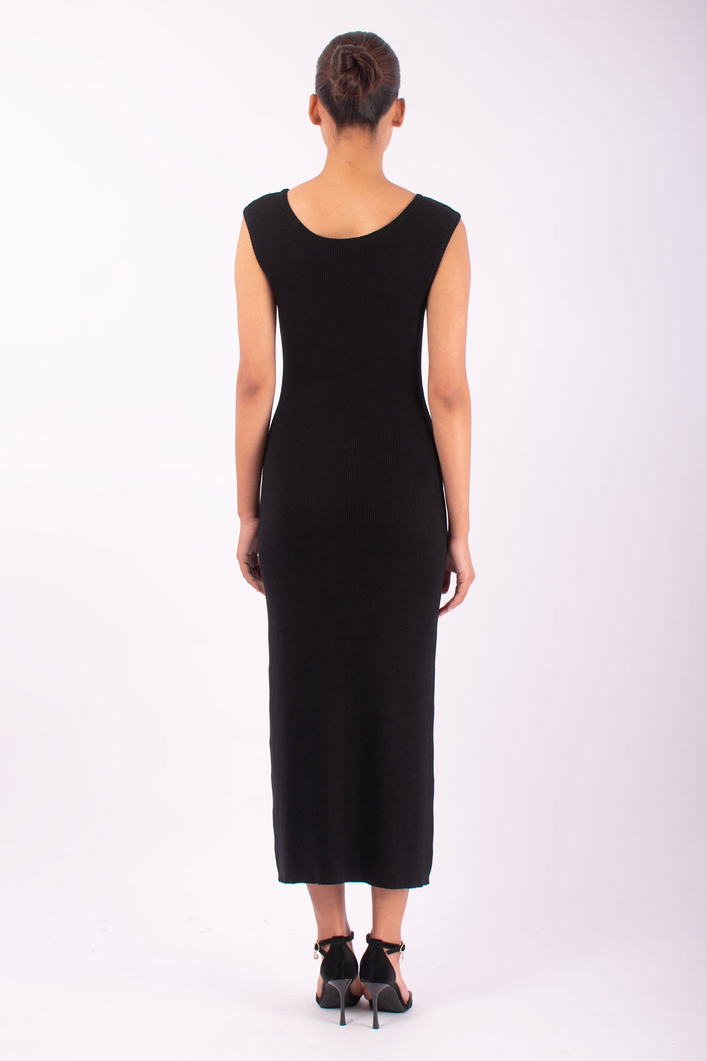 #1462 Boatneck Dress in Organic Cotton- Black — Lars Andersson, view 3